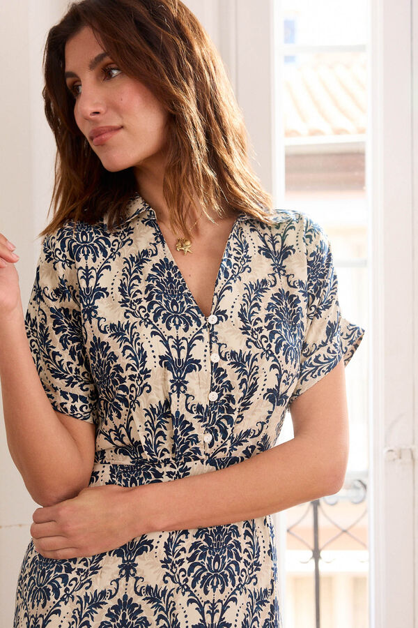 Pol&iacute;n Et Moi Vestido largo camisero Ruth Azul marino