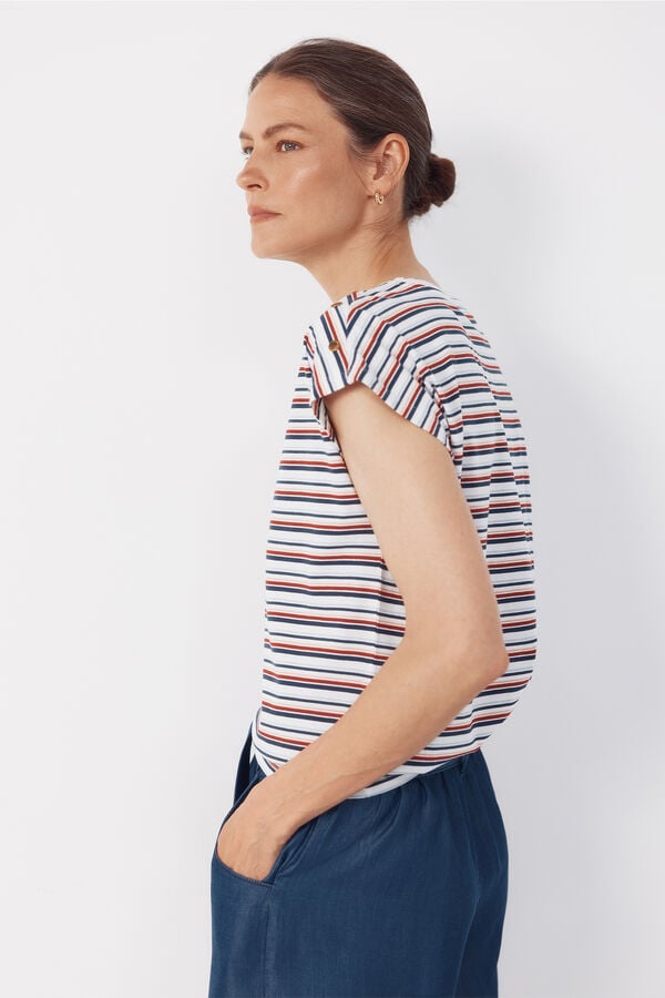 Cortefiel Camiseta b&aacute;sica com bot&otilde;es dourados Multicolorido