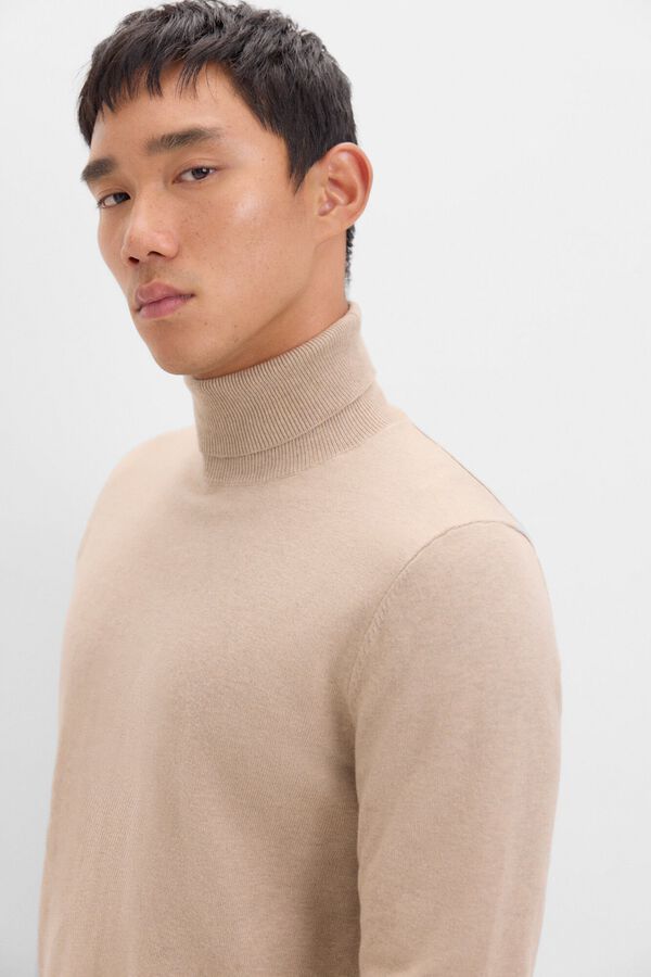 Cortefiel Jersey algod&oacute;n cashmere cuello alto Beige