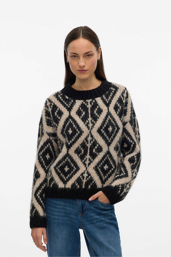 Vero Moda Camisola de malha grossa com estampado Preto