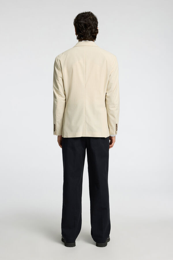 Selected Blazer riscas seersucker Tostado