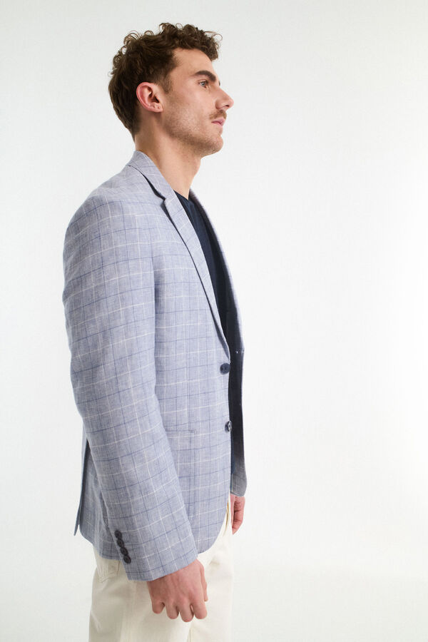 Selected Blazer de linho regular Azul