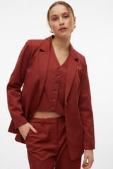 Vero Moda Blazer larga con hombreras Marr&oacute;n oscuro