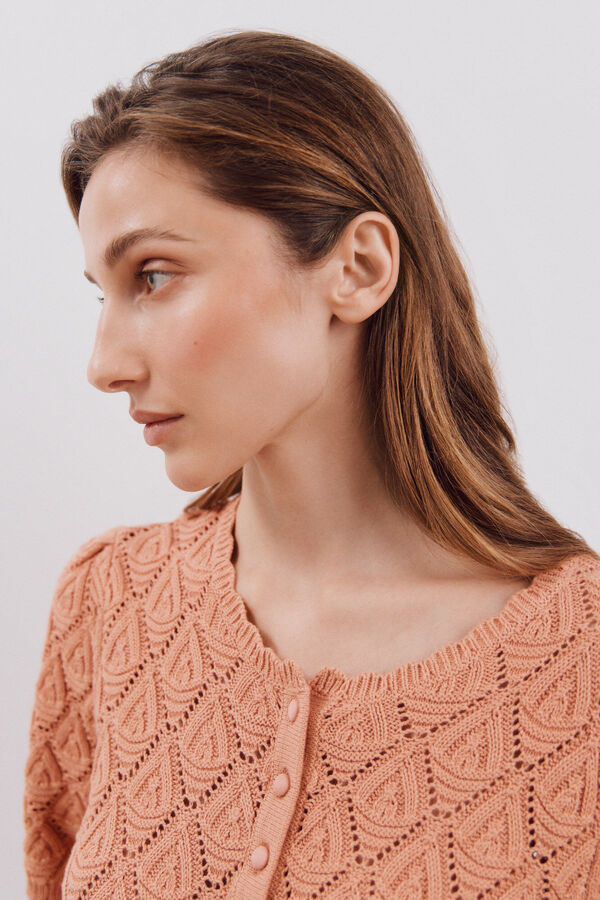 Cortefiel Jersey calados botones Coral