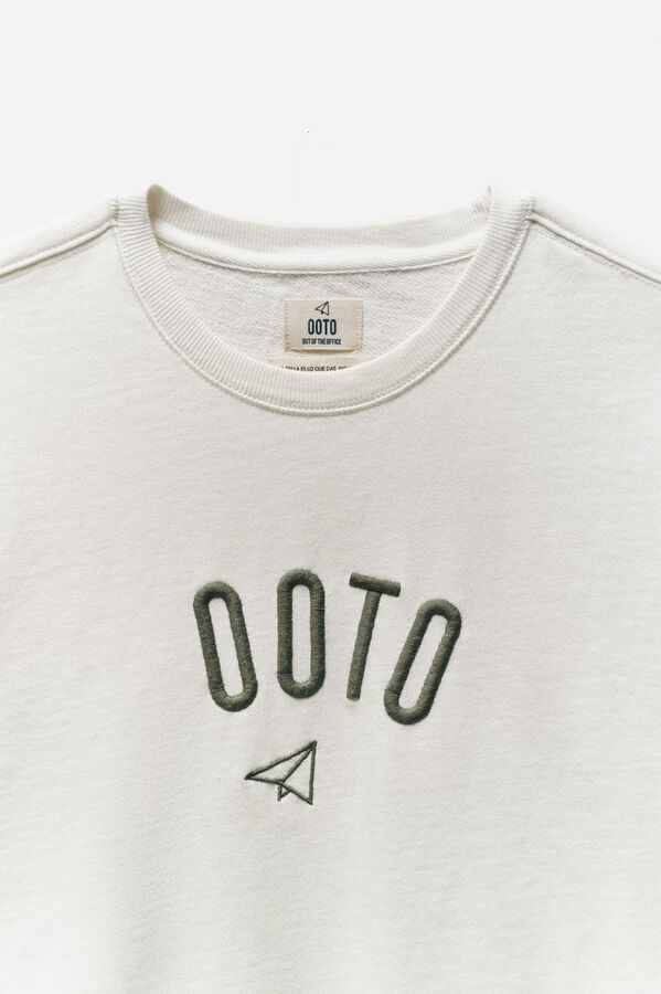 OOTO Sudadera cuello redondo con logo Marfil