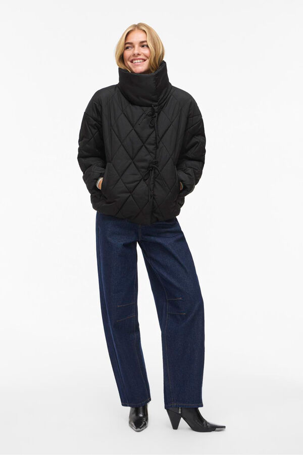 Vila Abrigo acolchado cuello chimenea Negro