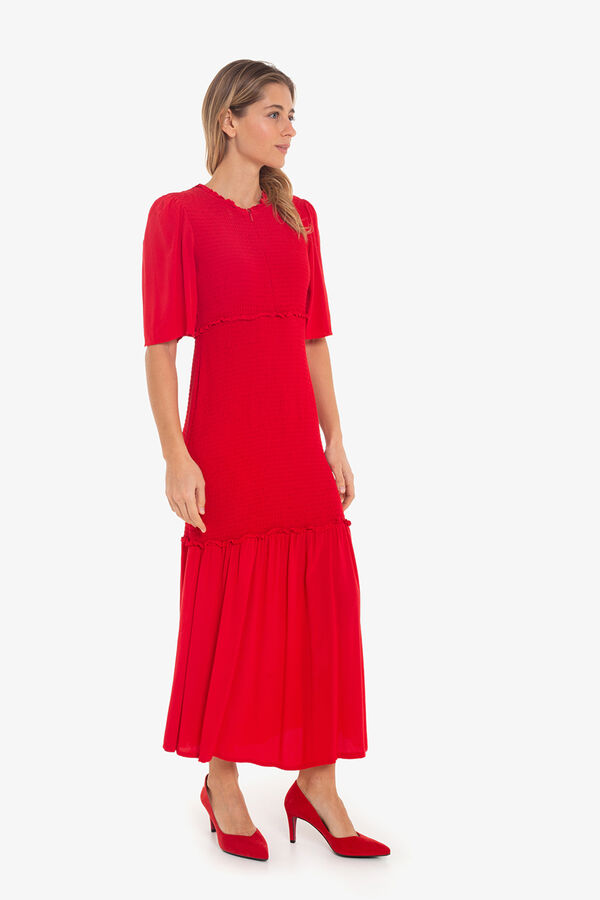 Cupl&eacute; Vestido canal&eacute; crep Rojo