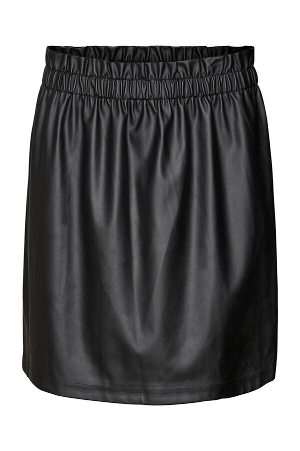 Vero Moda Falda corta efecto piel Negro