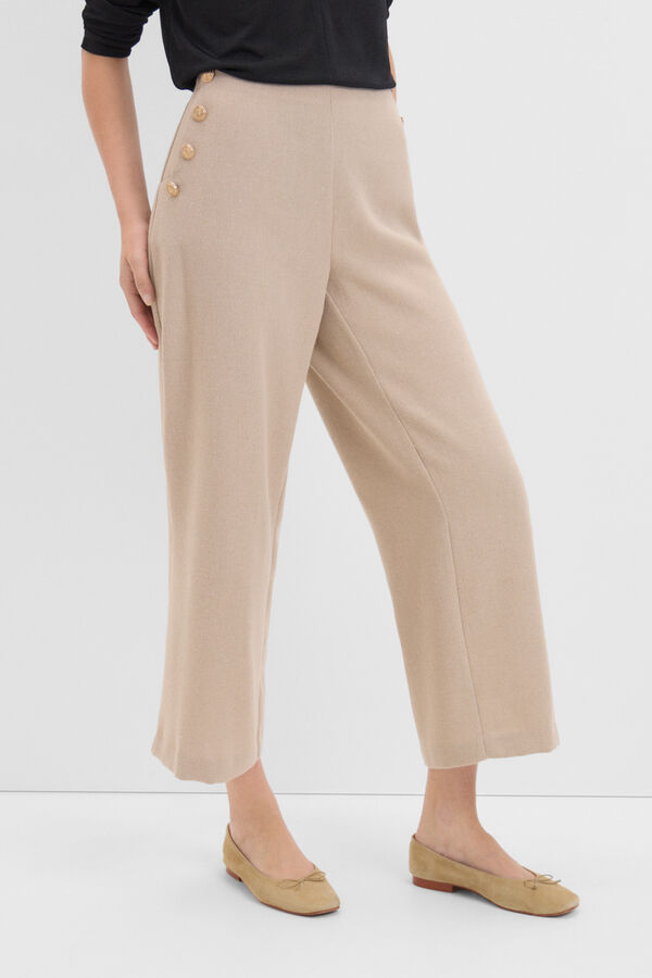 Cortefiel Cal&ccedil;a crop com bot&otilde;es Tostado