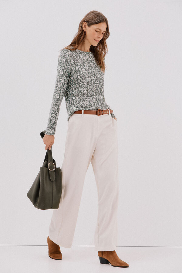 Cortefiel Camiseta caja botones Estampado gris