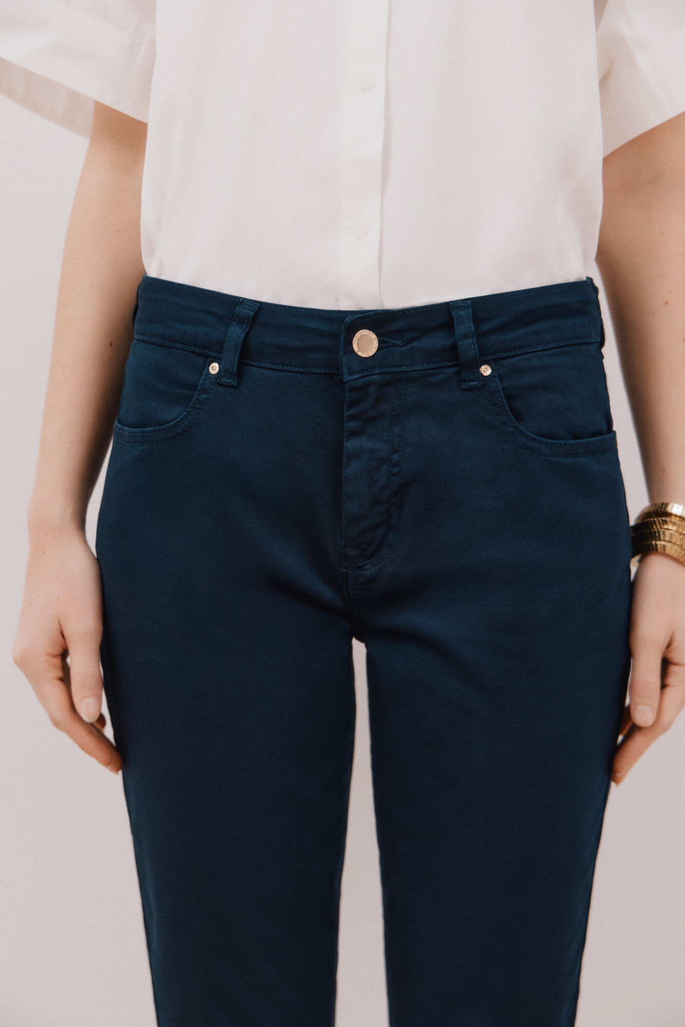 Cortefiel Pantalones pitillo crop color