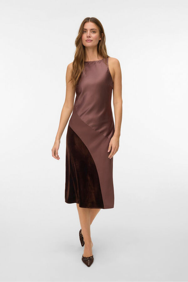Vero Moda Vestido midi sin mangas Marr&oacute;n