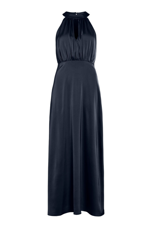 Vila Vestido largo satinado de fiesta Azul marino