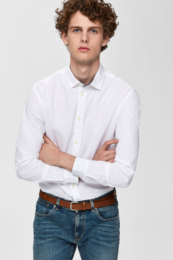 Cortefiel Camisa lisa tejido sostenible Blanco