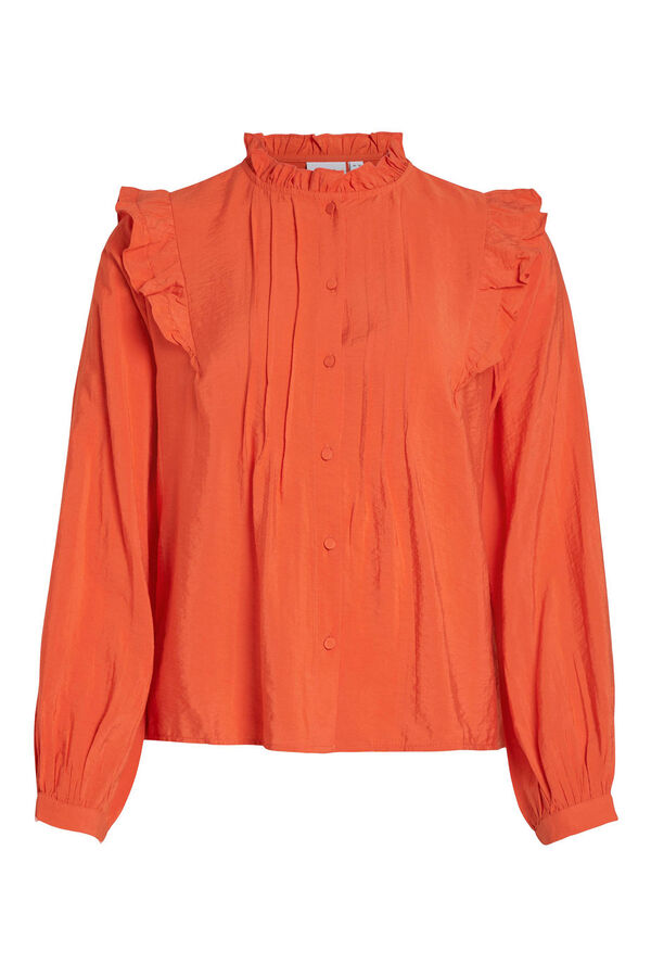 Cortefiel Camisa Volantes Naranja
