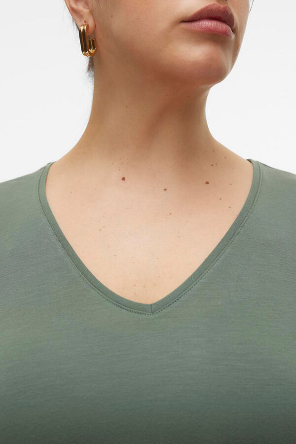 Vero Moda Curve Camiseta básica com gola bico size Verde