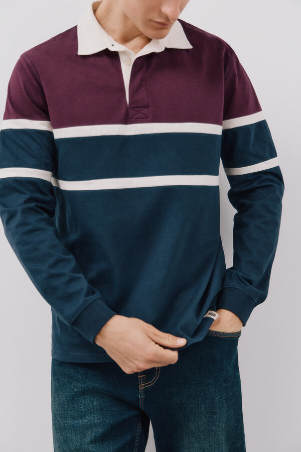 Cortefiel Polo rugby bloques Azul marino