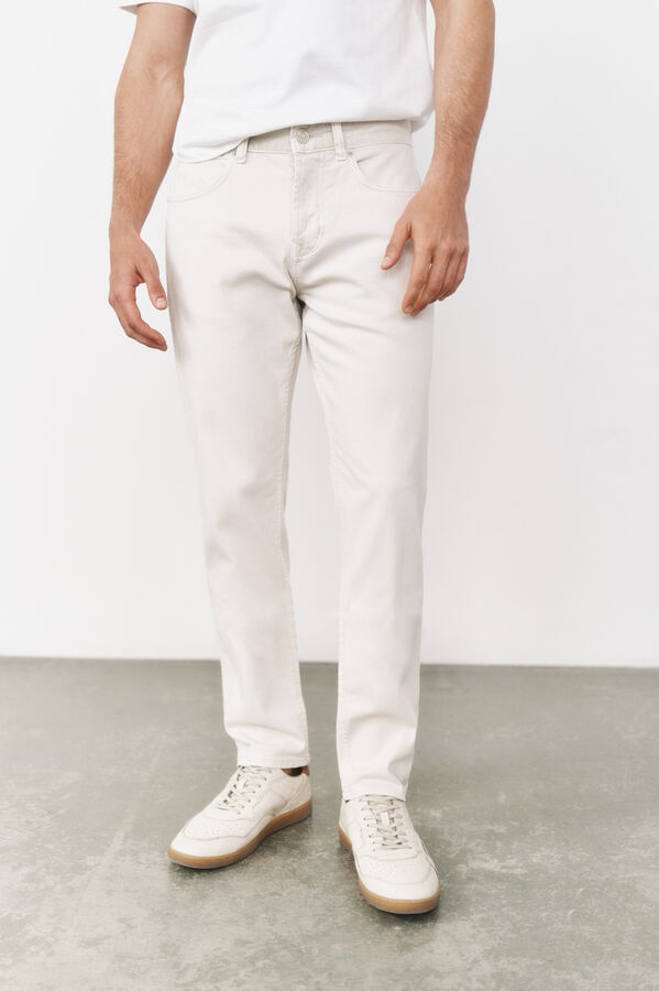 OOTO Jeans 5 bolsillos color slim Marfil