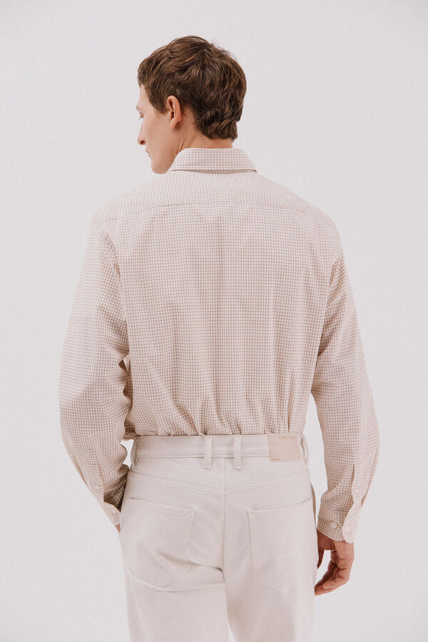 Cortefiel Camisa cuadros popel&iacute;n Camel