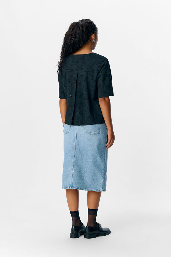 Object Camiseta calada manga 2/4 Negro