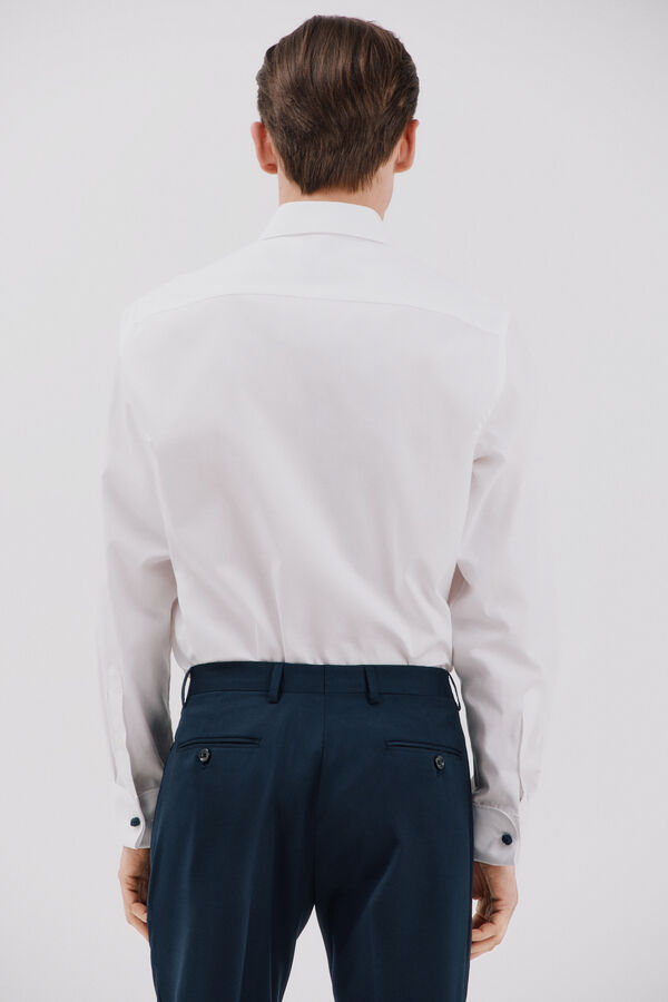 Cortefiel Camisa vestir lisa f&aacute;cil plancha Blanco