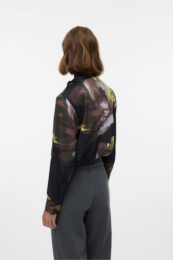 Vero Moda Camisa de manga comprida com la&ccedil;ada gola Preto