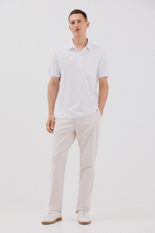 Cortefiel Polo liso slub Blanco