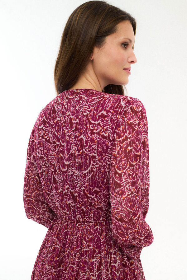 Vila Vestido midi estampado con l&uacute;rex Rosa