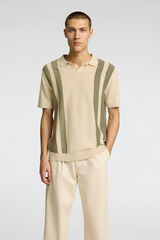 Selected Polo de punto con cuello abierto Gris