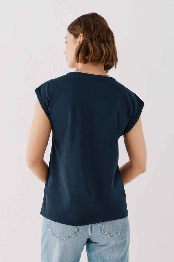 Cortefiel Camiseta b&aacute;sica mangas Azul