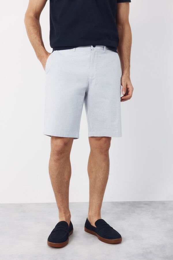 Cortefiel Bermuda oxford tecido Azul