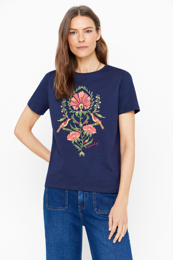 Cortefiel Camiseta estampada Azul marino