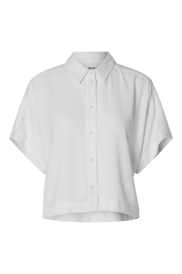 Selected Femme Camisa de manga corta de lino. Regular Fit. Blanco