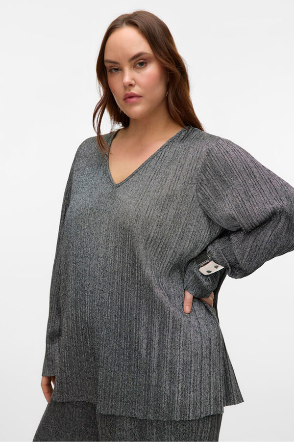 Vero Moda Curve Blusa manga top longa plus size Cinzento