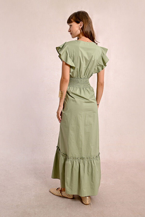 Molly Bracken Vestido de manga curta de borboleta com folhos Verde