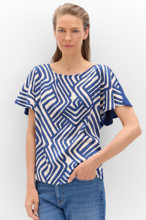 Cortefiel Camisola acetinada impressa Azul