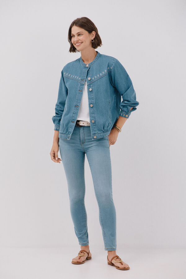 Cortefiel Cazadora Vaquera bordada Azul