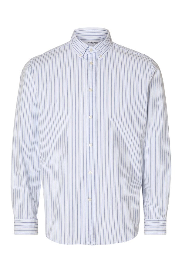 Selected Camisa de manga comprida Slim Fit confecionada com algod&atilde;o reciclado Impress&atilde;o