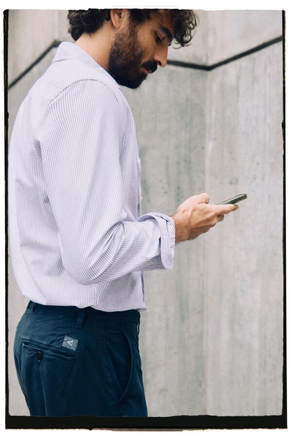 OOTO Pantal&oacute;n chino slim cinturilla el&aacute;stica Azul oscuro