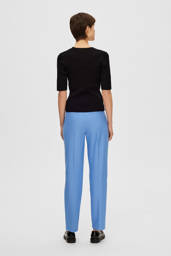 Selected Femme Top de malha de manga curta confecionado com Lenzing Ecovero Preto