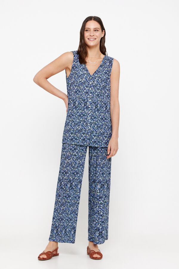 Cortefiel Top con botones Estampado azul