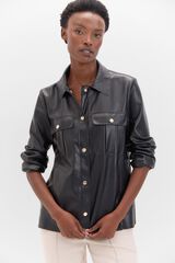 Cortefiel Cazadora efecto piel botones Negro