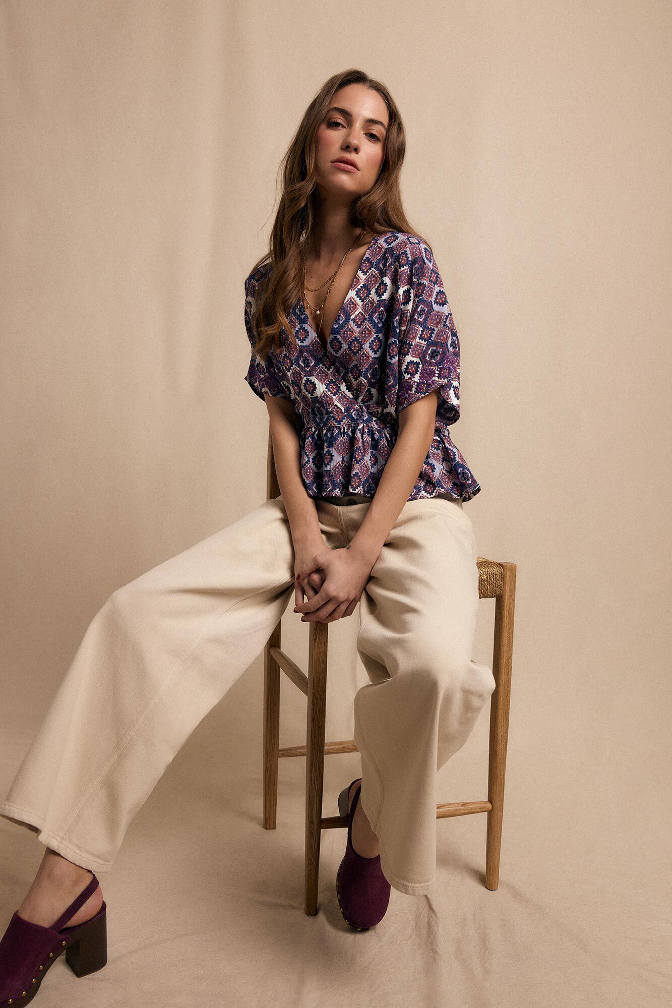 Slowlove Blusa estampada bordado