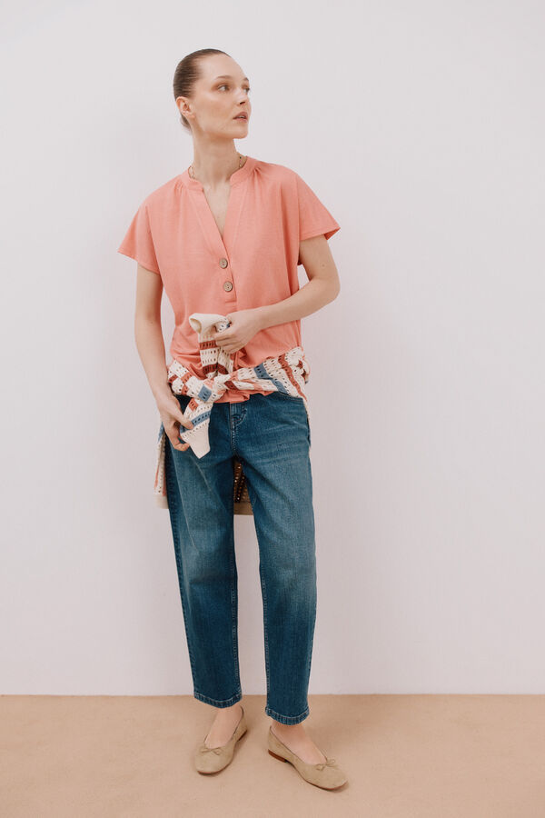 Cortefiel Blusa manga ca&iacute;da Coral