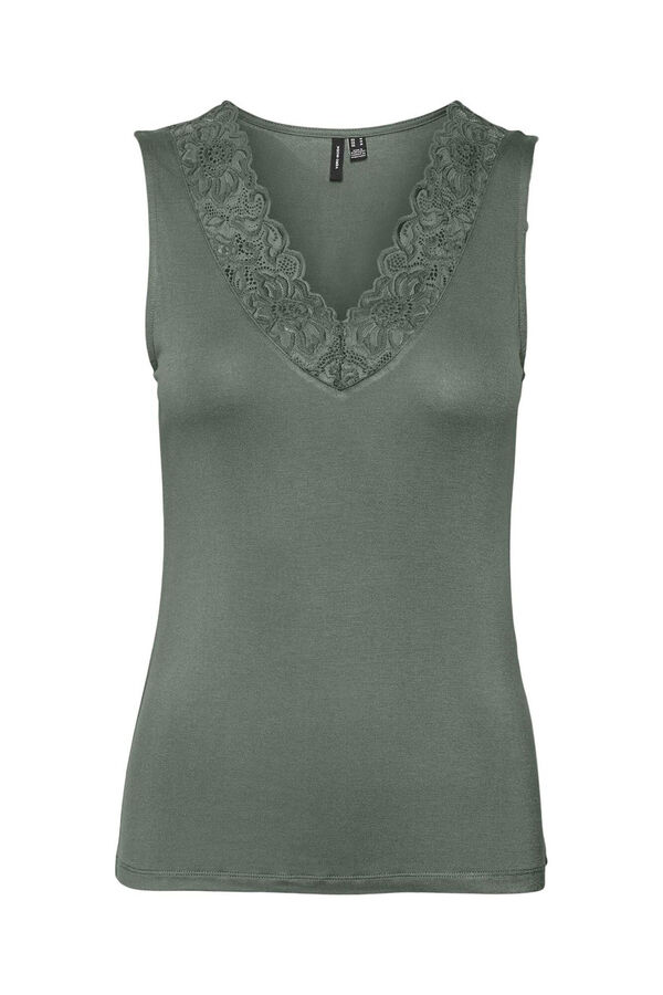 Vero Moda Top sin mangas con encaje Verde