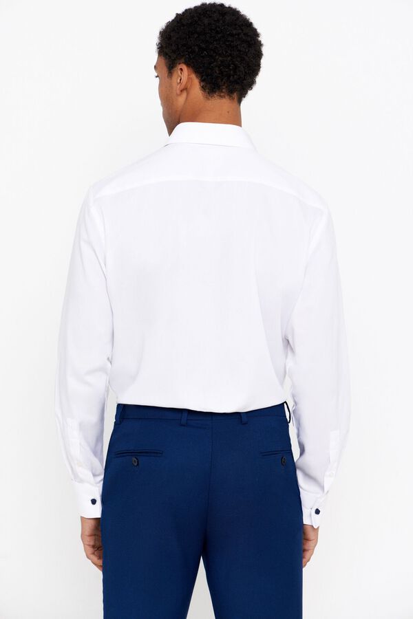 Cortefiel Camisa g&eacute;meos lisa f&aacute;cil de engomar Branco