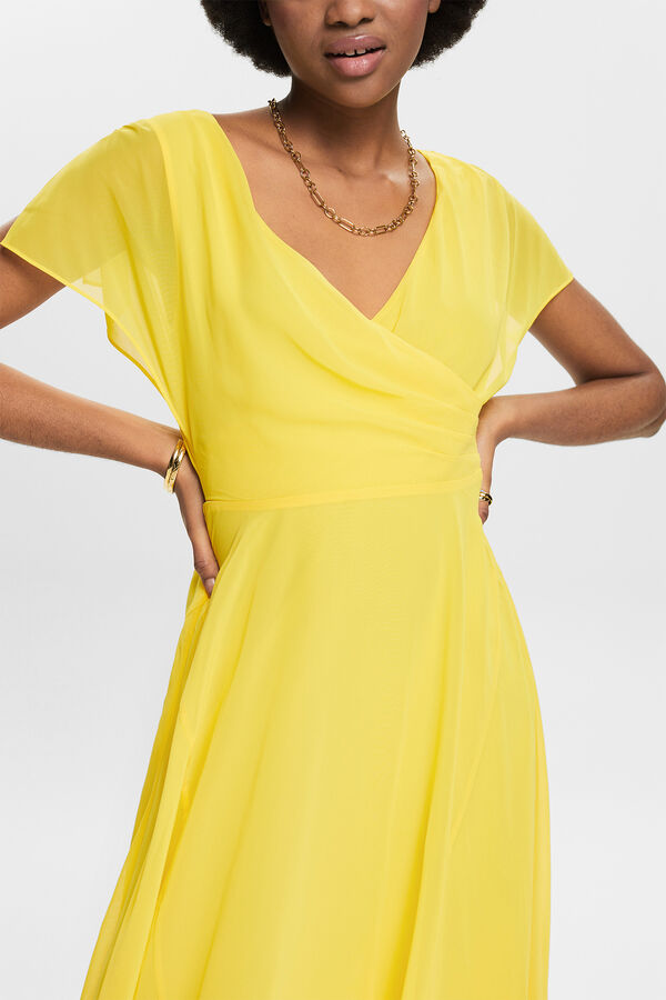 Esprit Vestido comprido monocolor de bainha irregular Amarelo