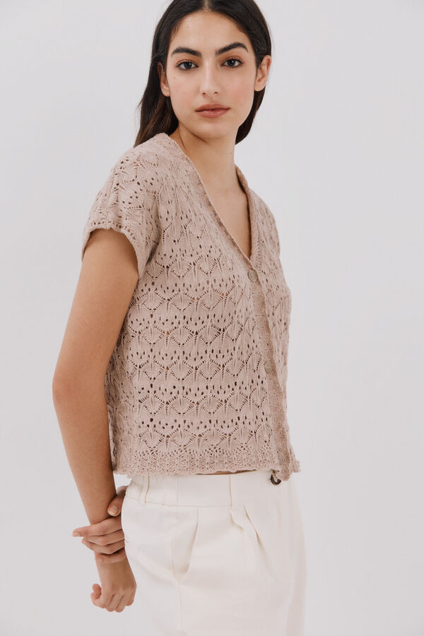 Cortefiel Casaco de malha vazada Verde