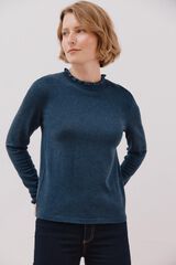 Cortefiel Camisola com gola com folhos Azul