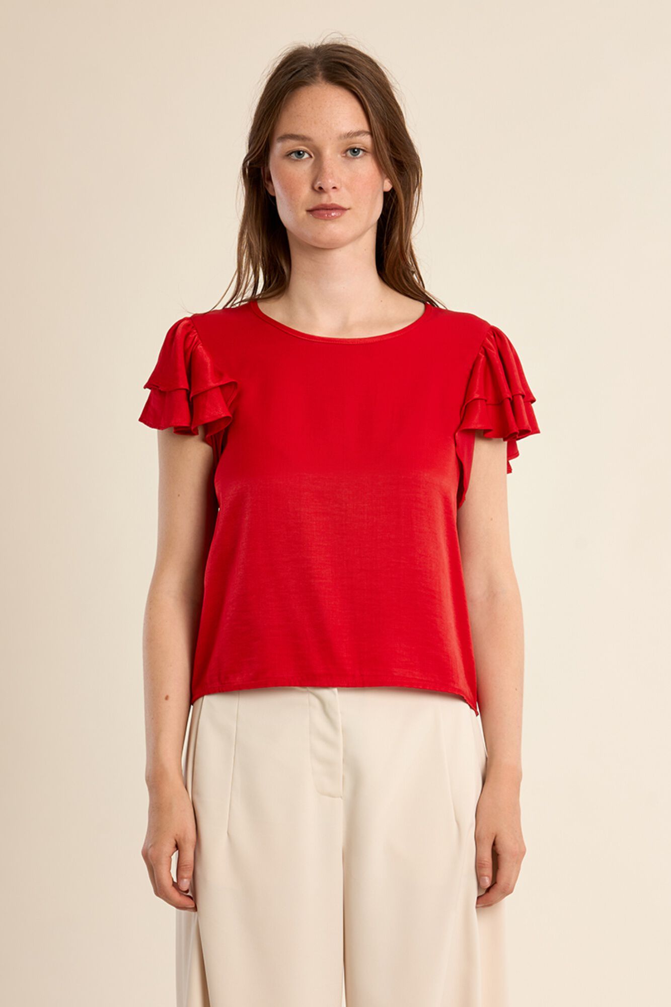 Molly Bracken T-shirt de manga curta com folhos